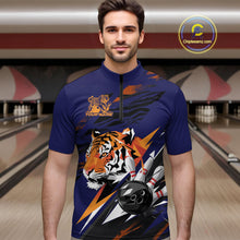 Load image into Gallery viewer, Custom Tiger Bowling Jerseys, Tiger Bowling Quarter-Zip Team Shirts For Men IPHW9490