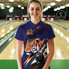 Load image into Gallery viewer, Custom Tiger Bowling Jerseys, Tiger Bowling Quarter-Zip Team Shirts For Women IPHW9490
