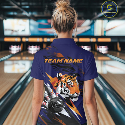 Custom Tiger Bowling Jerseys, Tiger Bowling Quarter-Zip Team Shirts For Women IPHW9490