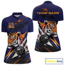 Load image into Gallery viewer, Custom Tiger Bowling Jerseys, Tiger Bowling Quarter-Zip Team Shirts For Women IPHW9490