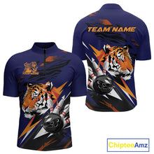 Load image into Gallery viewer, Custom Tiger Bowling Jerseys, Tiger Bowling Quarter-Zip Team Shirts For Men IPHW9490