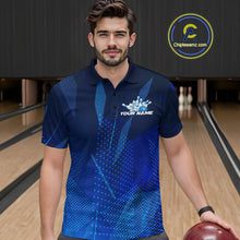 Load image into Gallery viewer, Custom Black And Blue Bowling Jerseys, Men Bowling Polo Shirt Team Uniform IPHW9390