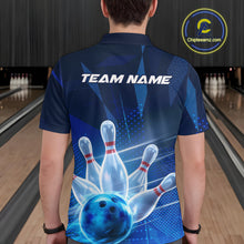 Load image into Gallery viewer, Custom Black And Blue Bowling Jerseys, Men Bowling Polo Shirt Team Uniform IPHW9390