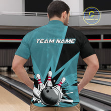 Load image into Gallery viewer, Custom Blue Bowling Jerseys, Bowling Team Men Quarter-Zip Shirts Bowling League Shirt IPHW9393