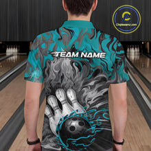 Load image into Gallery viewer, Custom Blue Fame Bowling Team Polo Shirts For Men, Fire Bowling Jerseys IPHW9560