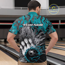 Load image into Gallery viewer, Custom Blue Fame Bowling Team Quarter-Zip Shirts For Men, Fire Bowling Jerseys IPHW9560