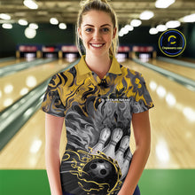 Load image into Gallery viewer, Custom Yellow Fame Bowling Team Polo Shirts For Women, Fire Bowling Jerseys IPHW9562