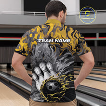 Load image into Gallery viewer, Custom Yellow Fame Bowling Team Quarter-Zip Shirts For Men, Fire Bowling Jerseys IPHW9562