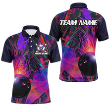 Load image into Gallery viewer, Custom Colorful Bowling League Shirts For Men And Women, Flame Bowling Ball Jerseys IPHW6720