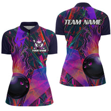 Load image into Gallery viewer, Custom Colorful Bowling League Shirts For Women, Flame Bowling Ball Jerseys IPHW6720