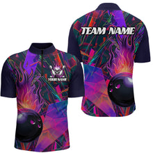 Load image into Gallery viewer, Custom Colorful Bowling League Shirts For Men And Women, Flame Bowling Ball Jerseys IPHW6720