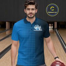 Load image into Gallery viewer, Custom Blue Flame Bowling Polo Shirts For Men, Bowling Tournament Team Shirt IPHW9407
