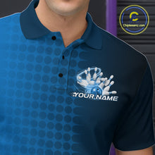 Load image into Gallery viewer, Custom Blue Flame Bowling Polo Shirts For Men, Bowling Tournament Team Shirt IPHW9407