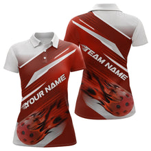Load image into Gallery viewer, Custom Red Flame Pickleball Polo Shirts For Women, Fire Pickleball Jerseys Team Uniform IPHW9413