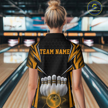 Load image into Gallery viewer, Custom Black And Yellow Bowling Jerseys, Bowler Uniform Bowling Women Quarter-Zip Shirts IPHW9286