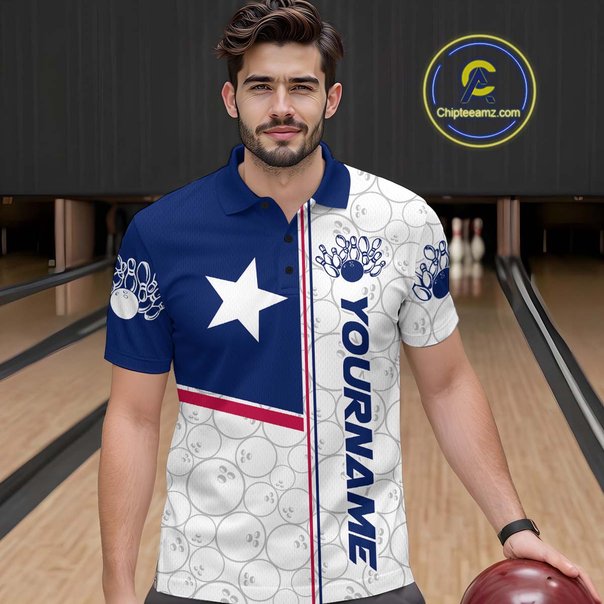 Custom Texas Flag Bowling Team Men Polo Shirts, Texas Bowling League Shirt Team Uniform IPHW9631