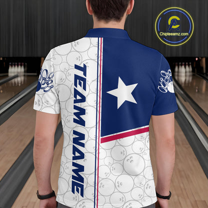 Custom Texas Flag Bowling Team Men Polo Shirts, Texas Bowling League Shirt Team Uniform IPHW9631
