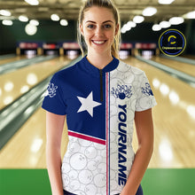 Load image into Gallery viewer, Custom Texas Flag Bowling Women Quarter-Zip Shirts, Texas Bowling League Shirt Team IPHW9631