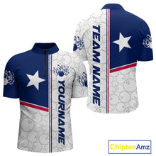 Load image into Gallery viewer, Custom Texas Flag Bowling Team Men Quarter-Zip Shirts, Texas Bowling League Shirt Team Uniform IPHW9631