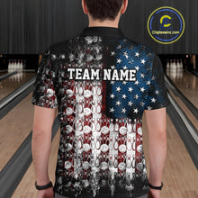 Load image into Gallery viewer, Custom Patriotic US Flag Bowling Men Polo Team Shirts, American Bowling League Shirt IPHW9325