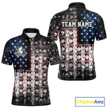 Load image into Gallery viewer, Custom Patriotic US Flag Bowling Men Polo Team Shirts, American Bowling League Shirt IPHW9325