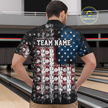 Load image into Gallery viewer, Custom Patriotic US Flag Bowling Men Quarter-Zip Team Shirts, American Bowling League Shirt IPHW9325