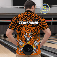Load image into Gallery viewer, Custom Black And Orange Tiger Print Bowling Quarter-Zip Team Shirts For Men, Bowling Jerseys IPHW9091