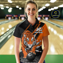 Load image into Gallery viewer, Custom Tiger Bowling Team Polo Shirts For Women, Bowling Tournament Outfit IPHW9096