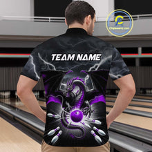 Load image into Gallery viewer, Custom Thunder Lightning Purple Dragon Bowling Team Quarter-Zip Shirts For Men, Bowling Jerseys IPHW9112