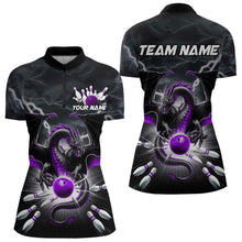 Load image into Gallery viewer, Custom Thunder Lightning Purple Dragon Bowling Women Quarter-Zip Shirt, Bowling Jersey IPHW9112