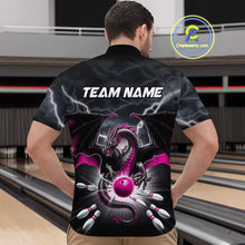 Load image into Gallery viewer, Custom Thunder Lightning Pink Dragon Bowling Team Quarter-Zip Shirts For Men, Bowling Jerseys IPHW9113
