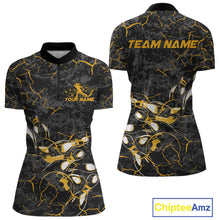 Load image into Gallery viewer, Custom Black And Yellow Camo Bowling Team Women Quarter-Zip Shirts, Bowling League Shirt IPHW9371