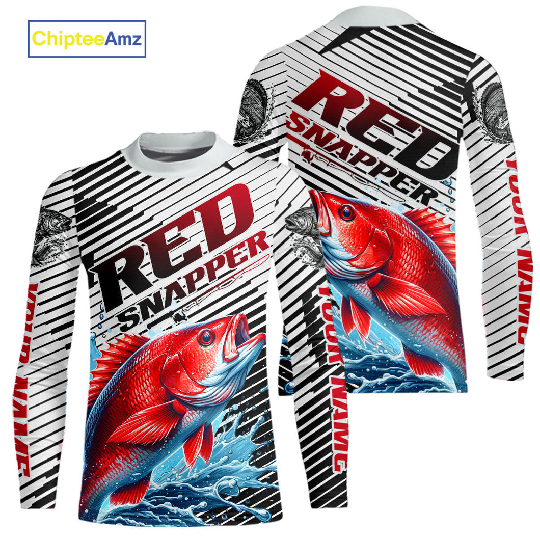 Custom Red Snapper Fishing Jerseys, Red Snapper Kid Long Sleeve Performance Fishing Shirt IPHW9183
