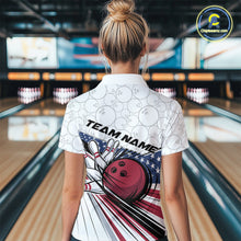 Load image into Gallery viewer, Custom Patriotic US Flag Bowling Women Quarter-Zip Shirt, Bowling Pattern  Shirt IPHW9594