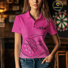 Load image into Gallery viewer, Custom Pink Darts Polo Shirts For Women, Pink Dartboard Dart Team Jerseys For Players IPHW9635