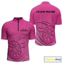 Load image into Gallery viewer, Custom Pink Darts Quarter-Zip Shirts For Men, Pink Dartboard Dart Team Jerseys For Players IPHW9635