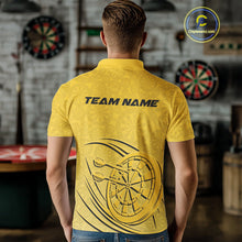 Load image into Gallery viewer, Custom Yellow Darts Polo Shirts For Men, Yellow Dartboard Dart Team Jerseys For Players IPHW9637