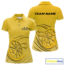 Load image into Gallery viewer, Custom Yellow Darts Polo Shirts For Women, Yellow Dartboard Dart Team Jerseys For Players IPHW9637