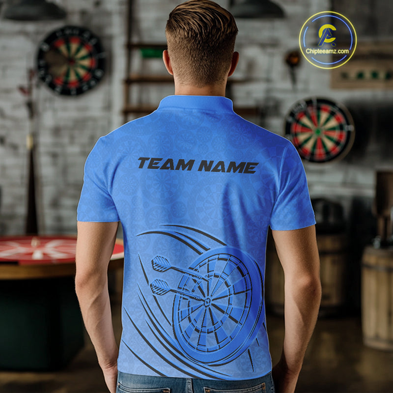 Custom Blue Darts Polo Shirts For Men, Blue Dartboard Dart Team Jerseys For Players IPHW9638