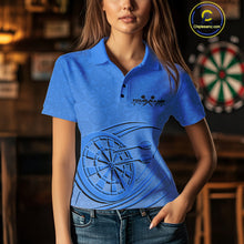 Load image into Gallery viewer, Custom Blue Darts Polo Shirts For Women, Blue Dartboard Dart Team Jerseys For Players IPHW9638