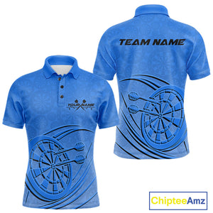 Custom Blue Darts Polo Shirts For Men, Blue Dartboard Dart Team Jerseys For Players IPHW9638