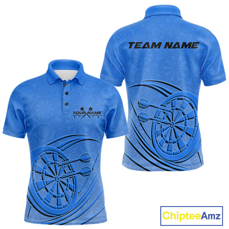 Custom Blue Darts Polo Shirts For Men, Blue Dartboard Dart Team Jerseys For Players IPHW9638