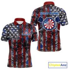 Load image into Gallery viewer, Custom US Flag Camo Patriotic Dart Polo Shirts For Men, Dart Jersey Dart Team Uniform IPHW9695