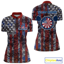 Load image into Gallery viewer, Custom US Flag Camo Patriotic Dart Quarter-Zip Shirts For Women, Dart Jersey Team Uniform IPHW9695