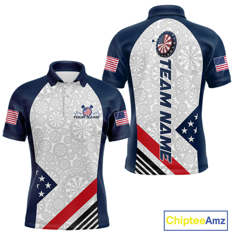 Custom Patriotic Dart Jerseys For Players, US Flag Dart Team Polo Shirts For Men IPHW9696
