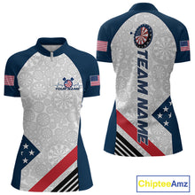 Load image into Gallery viewer, Custom Patriotic Dart Jerseys For Players, US Flag Dart Team Quarter-Zip Shirts For Women IPHW9696