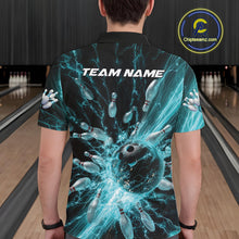 Load image into Gallery viewer, Custom Blue Thunder Lightning Bowling Team Men Polo Shirts, Bowling Jerseys IPHW9742