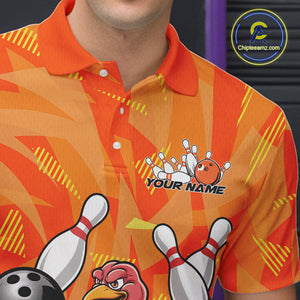 Custom Funny Thanksgiving Turkey Bowling Men Polo Shirts, Bowling League Shirt IPHW9769