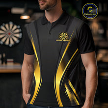Load image into Gallery viewer, Custom Black And Gold Dartboard Dart Team Men Polo Shirt, Golden Dart Outfits IPHW9979
