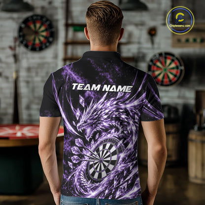 Custom Icy Purple Cyrstal Ice Dragon Dart Team Polo Shirt For Men, Dart Player Jersey IPHW12456